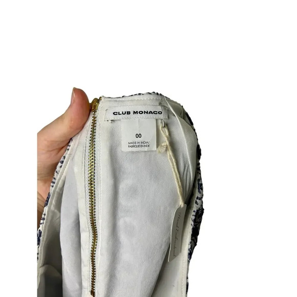 Club Monaco Women 00 White Beaded Mini Skirt Hand Embroidered Scalloped Floral - Picture 3 of 8